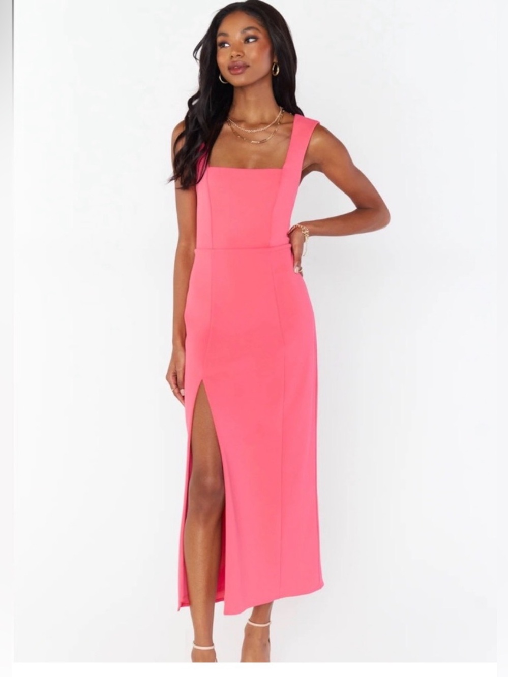 Show Me Your MuMu Eden Midi Flamingo Pink Dress- Size L